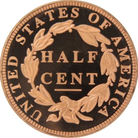 (image for) Braided Hair Half Cent Design (1851) 1 oz .999 Pure Copper Round