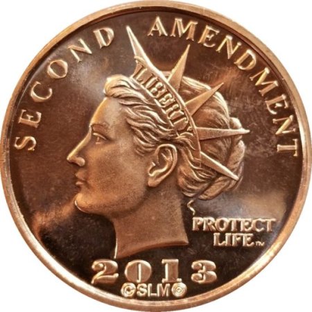 (image for) Second Amendment Liberty 2013 AR-15 Rifle 1 oz .999 Pure Copper Round