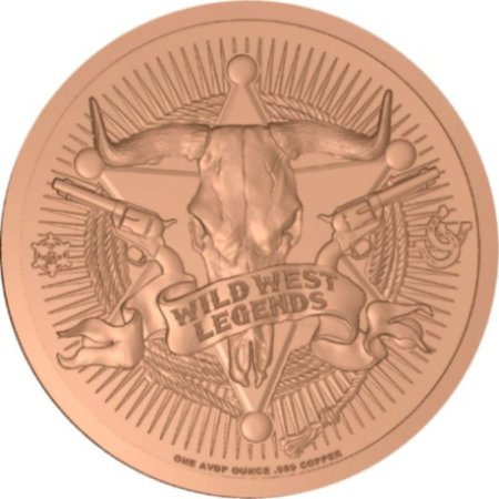 (image for) Buffalo Bill (Wild West Reverse) 1 oz .999 Pure Copper Round