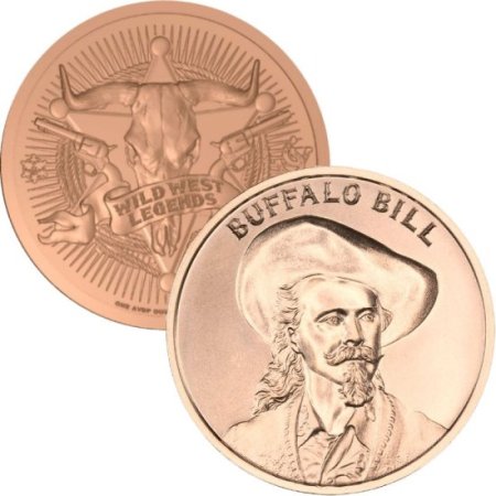 (image for) Buffalo Bill (Wild West Reverse) 1 oz .999 Pure Copper Round