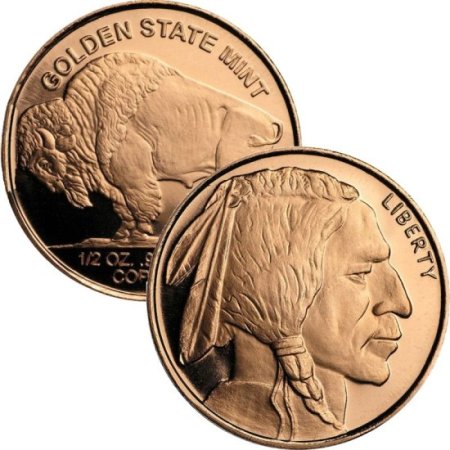 (image for) Buffalo Design 1/2 oz .999 Pure Copper Round