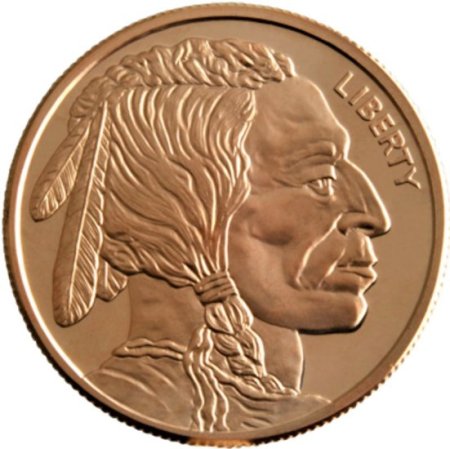 (image for) Buffalo Nickel ~ Indian Head  Design (Shield Back ~ 2011) 1 oz .999 Pure Copper Round