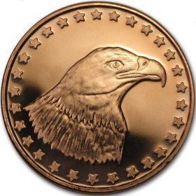 Bald Eagle ~ Eagle Head Design (Shield Back ~ 2011) 1 oz .999 Pure Copper Round