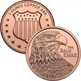The Bald Eagle 1 oz .999 Pure Copper Round