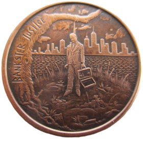 Bankster Justice 1 oz .999 Pure Copper Round (Black Patina) (2014 - 2015)