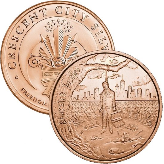 (image for) Bankster Justice 1 oz .999 Pure Copper Round (2014 - 2015)