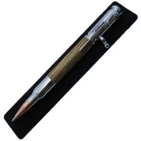 30 Caliber Bolt Action Bullet Pen in (Bocote) Chrome/Rose Gold