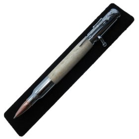 30 Caliber Bolt Action Bullet Pen in (Curley Maple) Chrome/Rose Gold