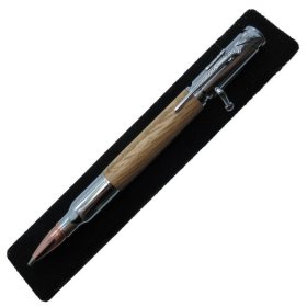 30 Caliber Bolt Action Bullet Pen in (Red Oak) Chrome/Rose Gold