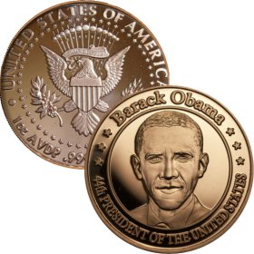 Barack Obama ~ 44th President 1 oz .999 Pure Copper Round