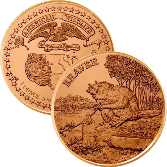 (image for) Beaver (American Wildlife Series) 1 oz .999 Pure Copper Round