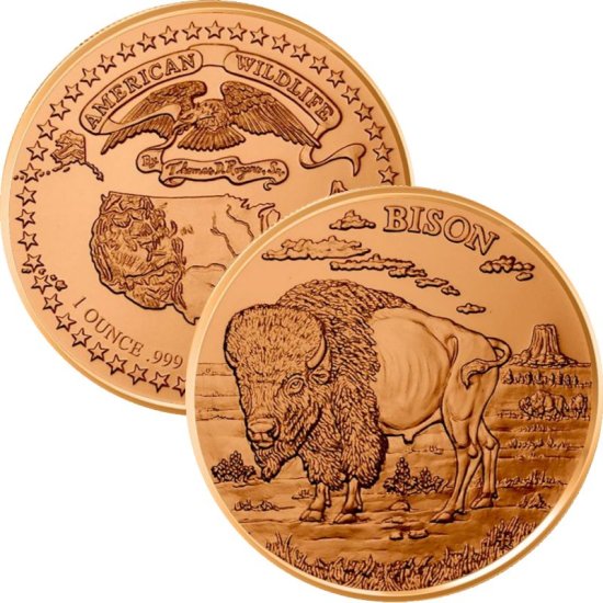 (image for) Bison (American Wildlife Series) 1 oz .999 Pure Copper Round