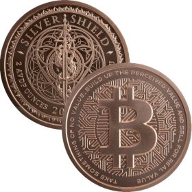 Bitcoin #149 (2020 Silver Shield - Mini Mintage) 2 oz .999 Pure Copper Round