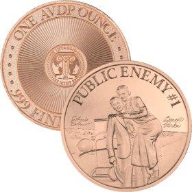 Bonnie & Clyde 1 oz .999 Pure Copper Round (Intaglio Mint)