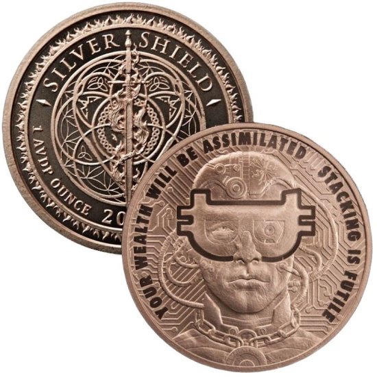 (image for) BorgCoin #58 (2018 Silver Shield - Mini Mintage) 1 oz .999 Pure Copper Round