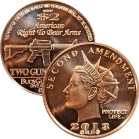 Second Amendment Liberty 2013 AR-15 Rifle 1 oz .999 Pure Copper Round