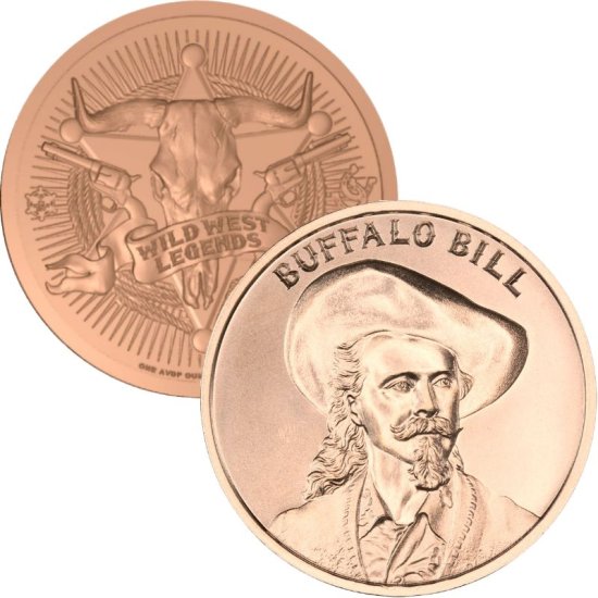 (image for) Buffalo Bill (Wild West Reverse) 1 oz .999 Pure Copper Round