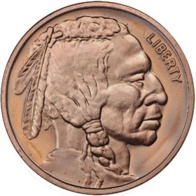 Buffalo Nickel ~ Indian Head  (Wings & Torch Back) (2010) 1 oz .999 Pure Copper Round