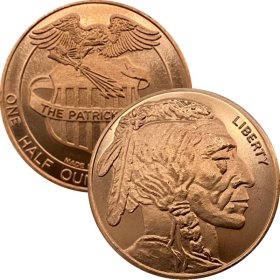 Buffalo Nickel (Patrick Mint) 1/2 oz .999 Pure Copper Round
