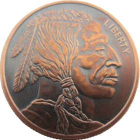 Buffalo Nickel 1 oz .999 Pure Copper Round (Black Patina)