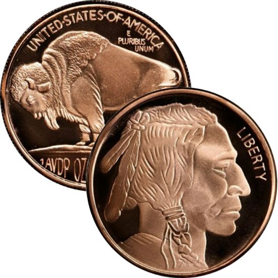 (image for) Buffalo Nickel (Private Mint) 1 oz .999 Pure Copper Round