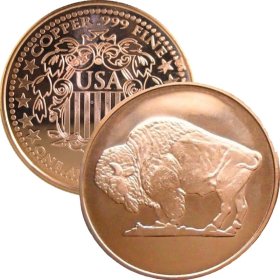 Buffalo Design (Shield Back ~ 2011) 1 oz .999 Pure Copper Round