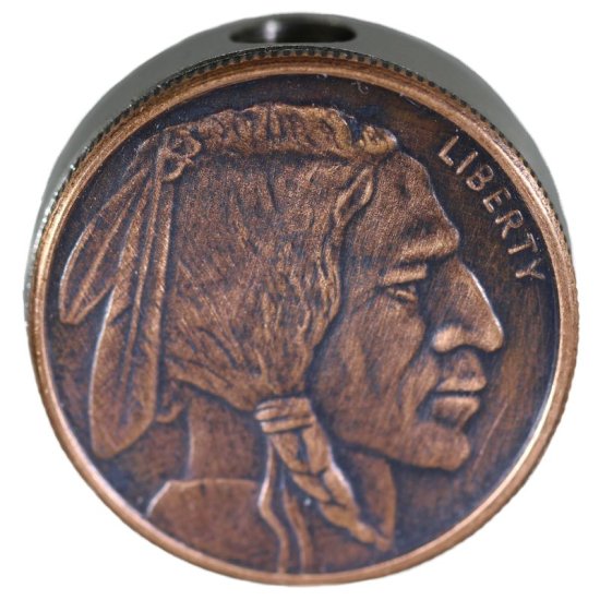 (image for) Buffalo Nickel Design In Copper (Black Patina) Stainless Steel Core Lanyard Bead By Barter Wear 