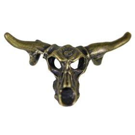 Bull Skull Pendant/Bead in Antiqued Brass