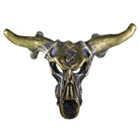 Bull Skull Pendant/Bead in Antiqued Brass