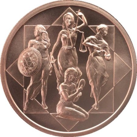 (image for) Cardinal Virtues #153 (2020 Silver Shield - Mini Mintage) 1 oz .999 Pure Copper Round