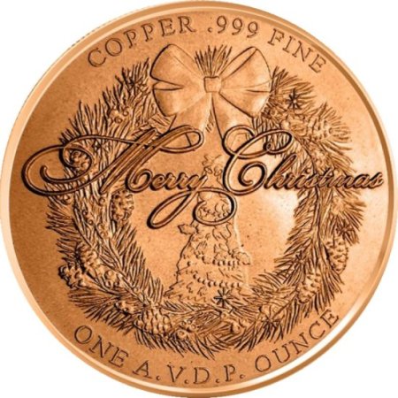 (image for) Christmas Angel (Wreath Back Design Series) 1 oz .999 Pure Copper Round