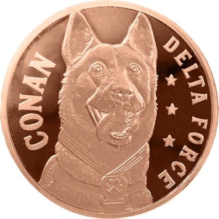 (image for) Donald J. Trump ~ Conan The Hero Delta Force Dog (Disme) 1 oz .999 Pure Copper Round