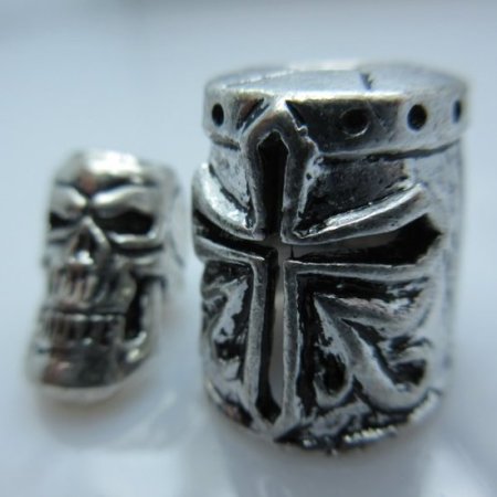 (image for) Crusader Helmet & Skull Silver/Silver By Bad Azz Beads