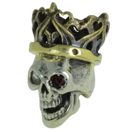 (image for) Cursed King in Brass/White Brass w/Red Garnet Eye (Black Patina Crown) by Covenant Everyday Gear