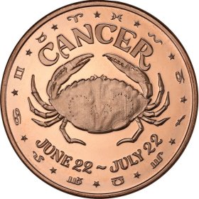 Cancer ~ Zodiac Sign Series 1 oz .999 Pure Copper Round