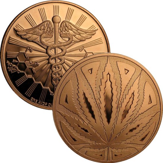 (image for) Cannabis (The Big Leaf) 1 oz .999 Pure Copper Round