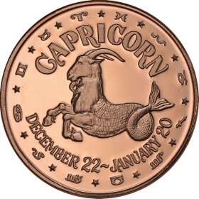 Capricorn ~ Zodiac Sign Series 1 oz .999 Pure Copper Round