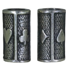 Card Suits Beads (Pair of 2) in Nickel Silver by Russki Designs