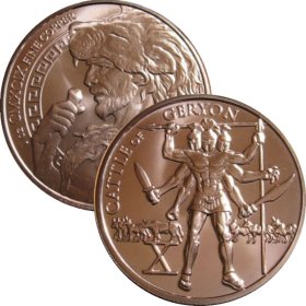 Cattle of Geryon 1 oz .999 Pure Copper Round (10th Design of the 12 Labors of Hercules Series)