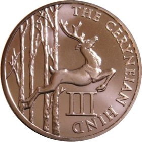 Ceryneian Hind 1 oz .999 Pure Copper Round (3rd Design of the 12 Labors of Hercules Series)