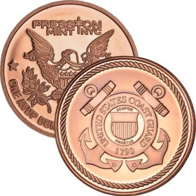 Coast Guard (Presston Mint) 1 oz .999 Pure Copper Round