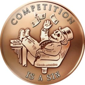 Competition Is A Sin 1 oz .999 Pure Copper Round (2016 Silver Shield)