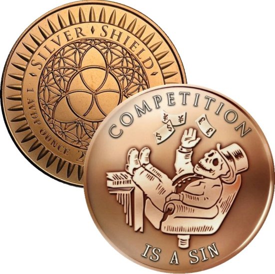 (image for) Competition Is A Sin 1 oz .999 Pure Copper Round (2016 Silver Shield)
