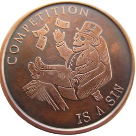 Competition Is A Sin 1 oz .999 Pure Copper Round (2016 Silver Shield) (Black Patina)