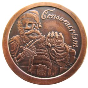 Consumerism 1 oz .999 Pure Copper Round (2016 Silver Shield) (Black Patina)