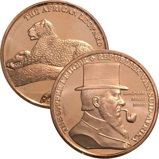 (image for) The Copper Kruger / The African Leopard 1 oz .999 Pure Copper Round