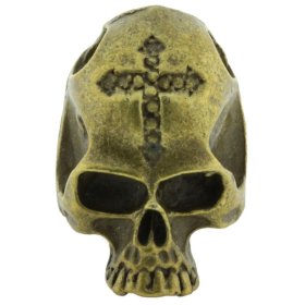 Cross Skull Bead in Brass