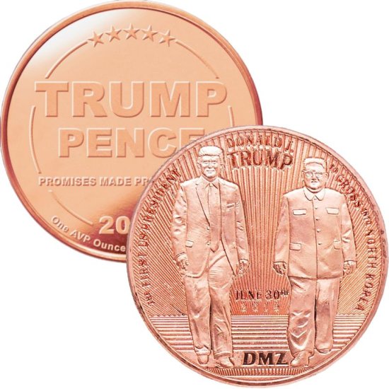 (image for) Donald J. Trump ~ Crossing The DMZ (Disme) 1 oz .999 Pure Copper Round