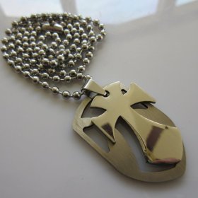 Chopper Cross Shield Necklace ~ Stainless Steel