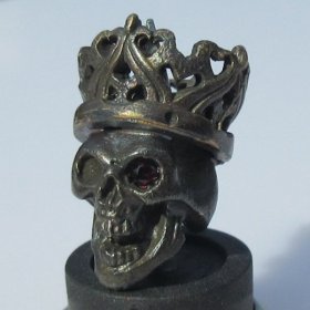 Cursed King in Brass/White Brass w/Red Garnet Eye (Black Patina) by Covenant Everyday Gear